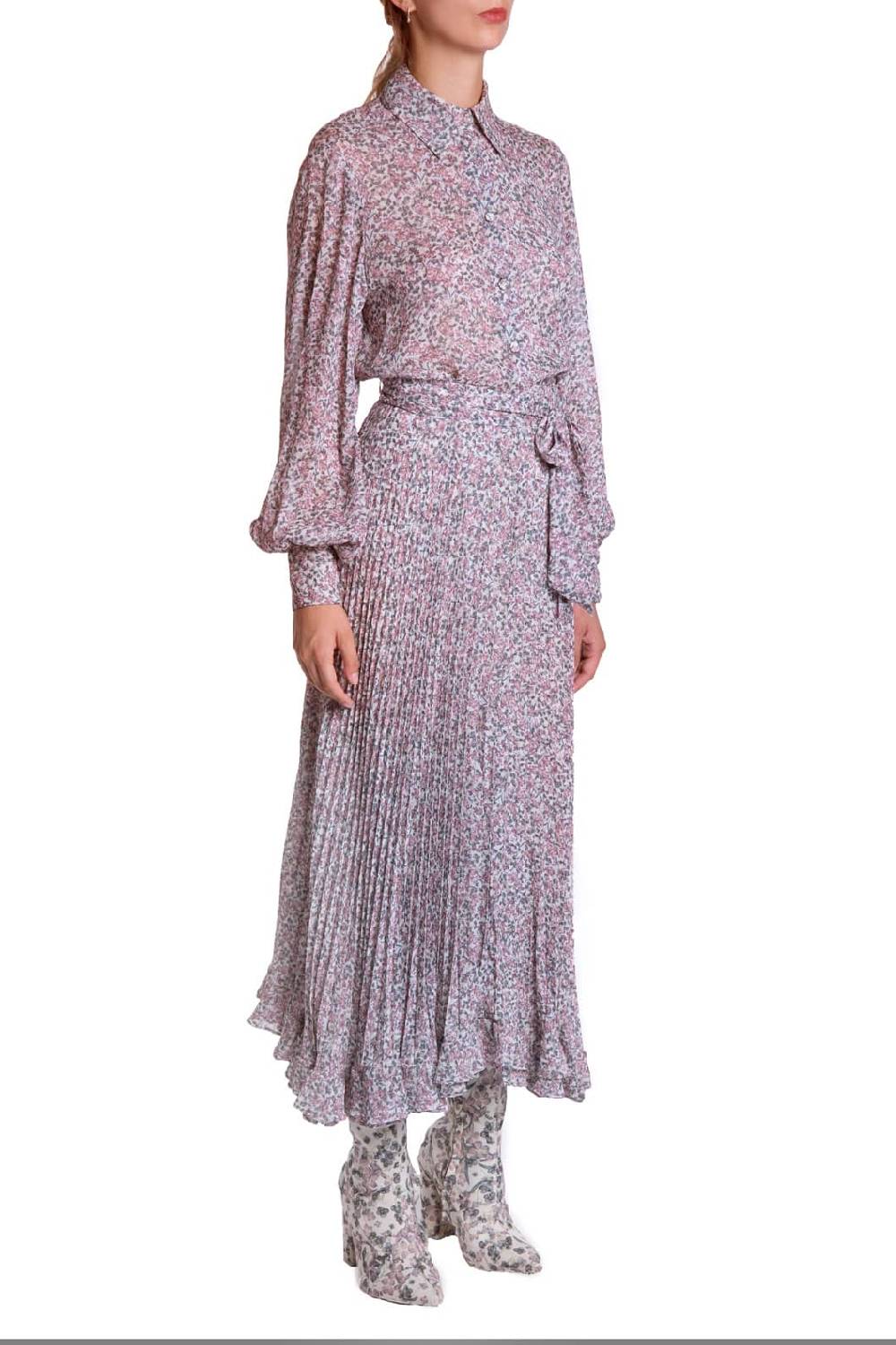 Luisa Beccaria Blusa in georgette stampata con piccoli fiori Sottocosto