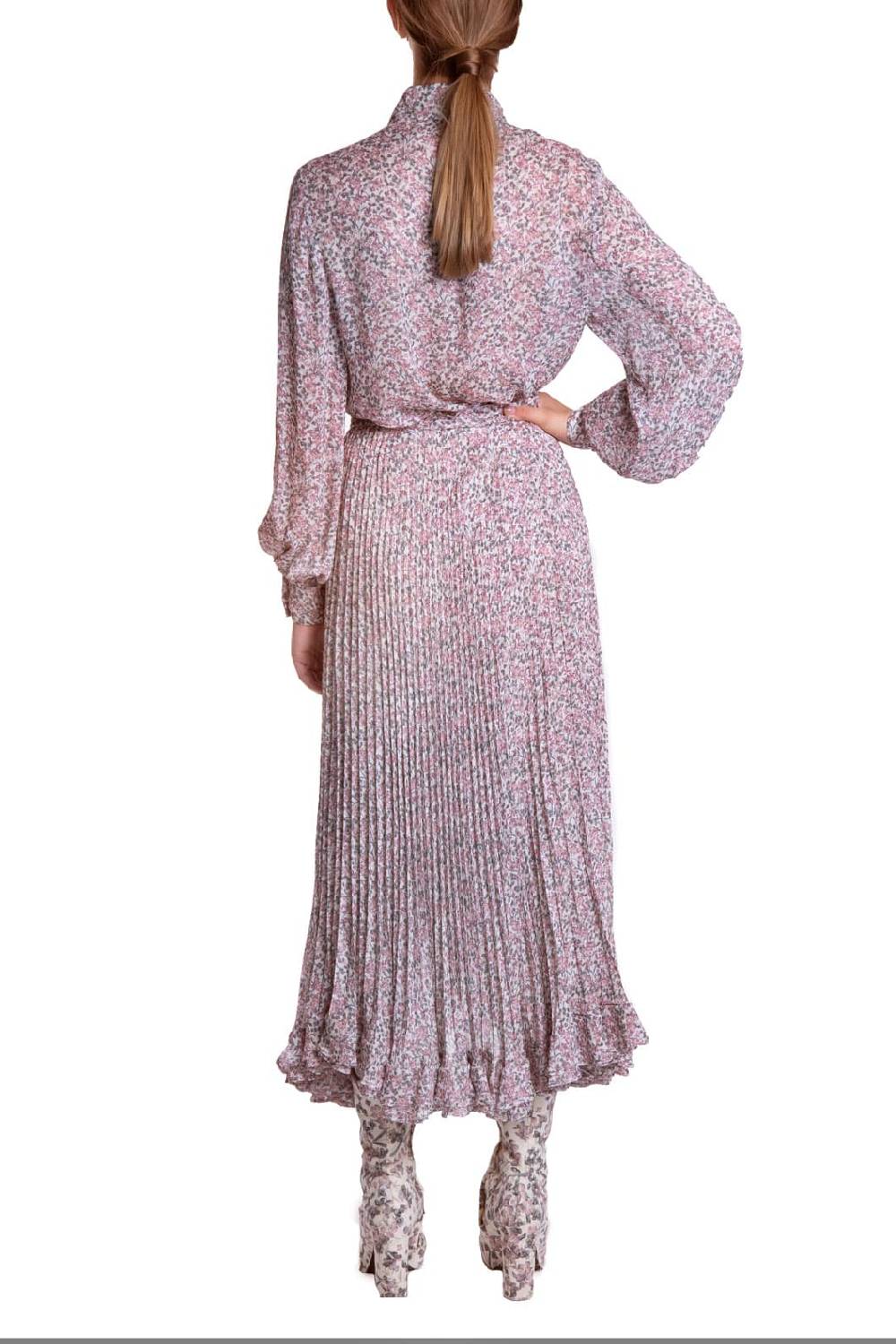 Luisa Beccaria Blusa in georgette stampata con piccoli fiori Sottocosto