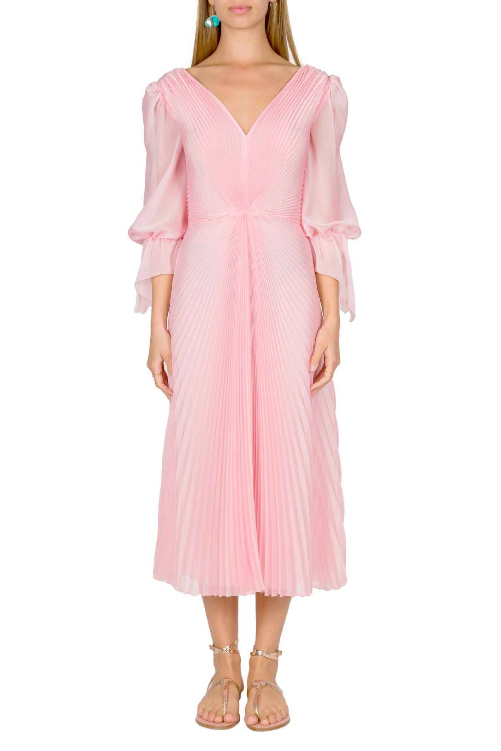 Luisa Beccaria Abito longuette in chiffon plissettato Angelina Qualità Garantita