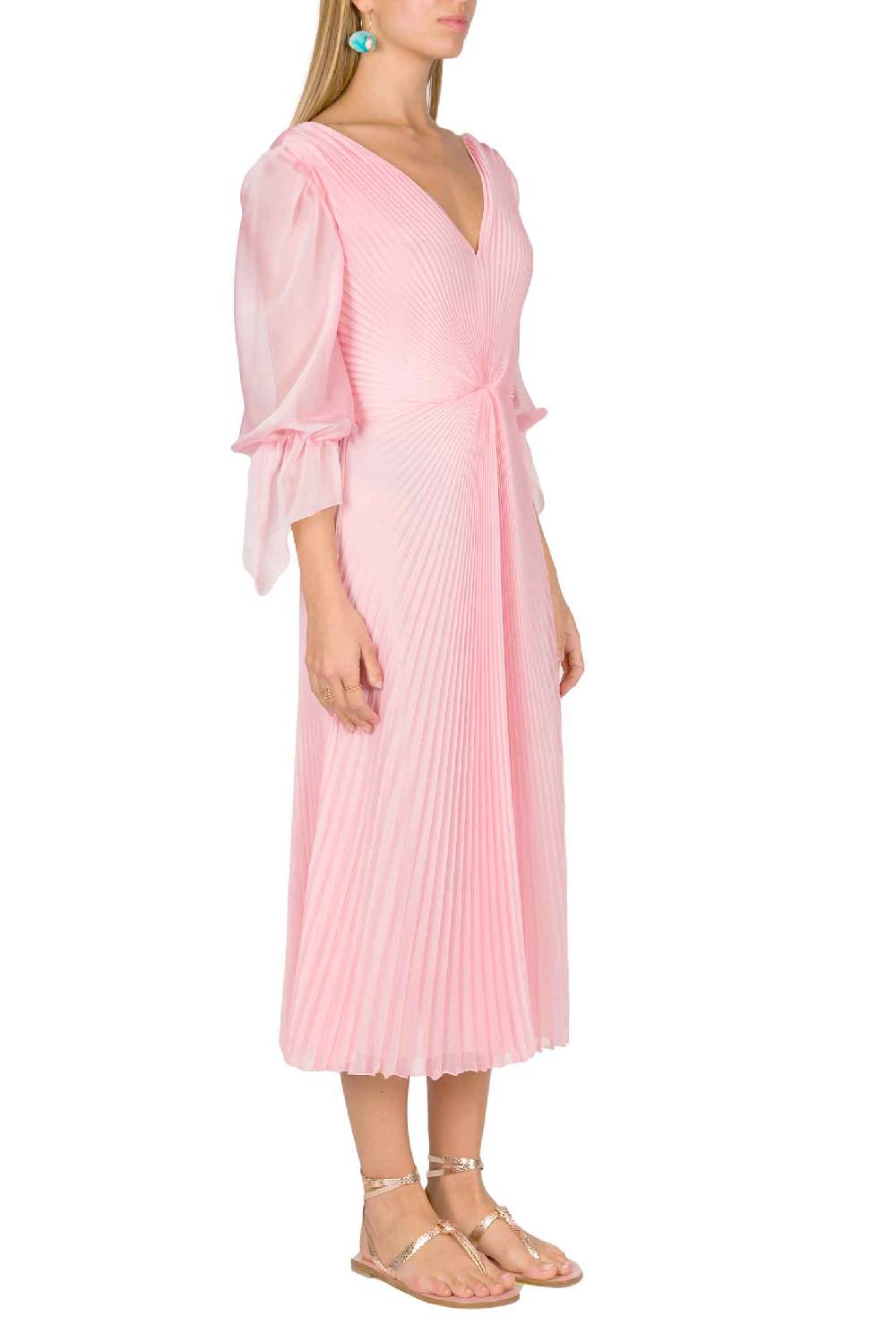 Luisa Beccaria Abito longuette in chiffon plissettato Angelina Qualità Garantita