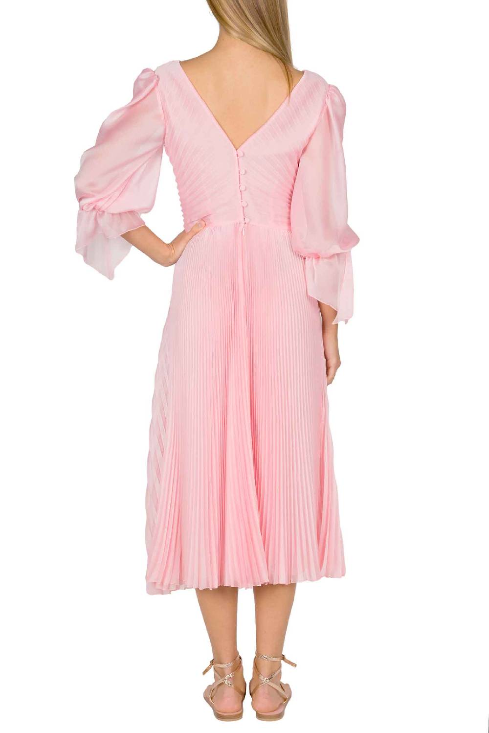 Luisa Beccaria Abito longuette in chiffon plissettato Angelina Qualità Garantita