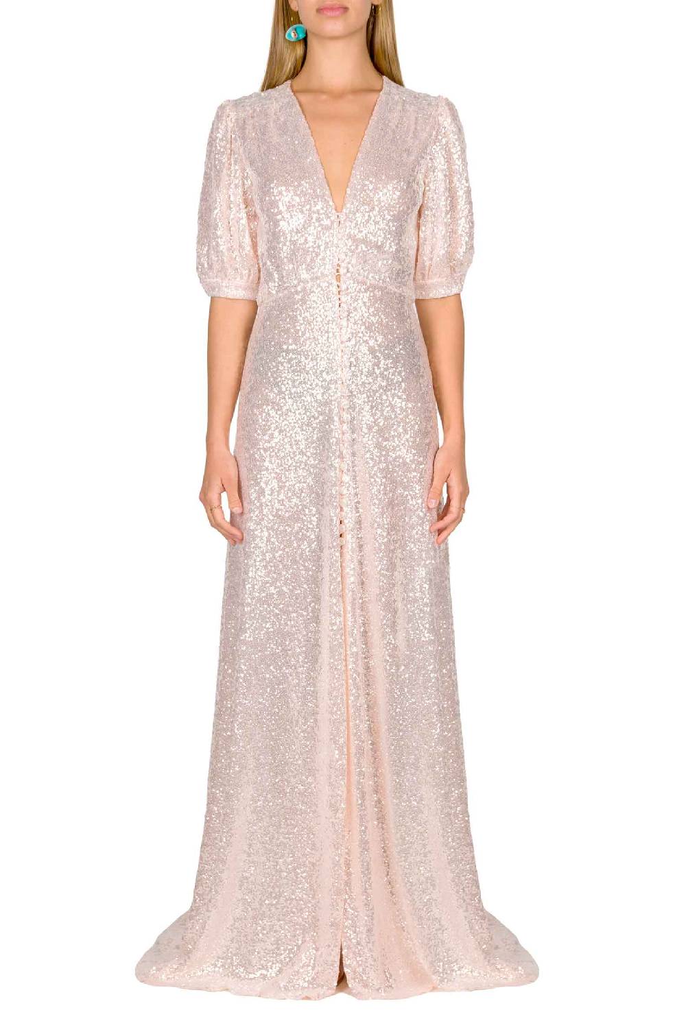 Luisa Beccaria Abito con bottoni in paillettes rosa Italy