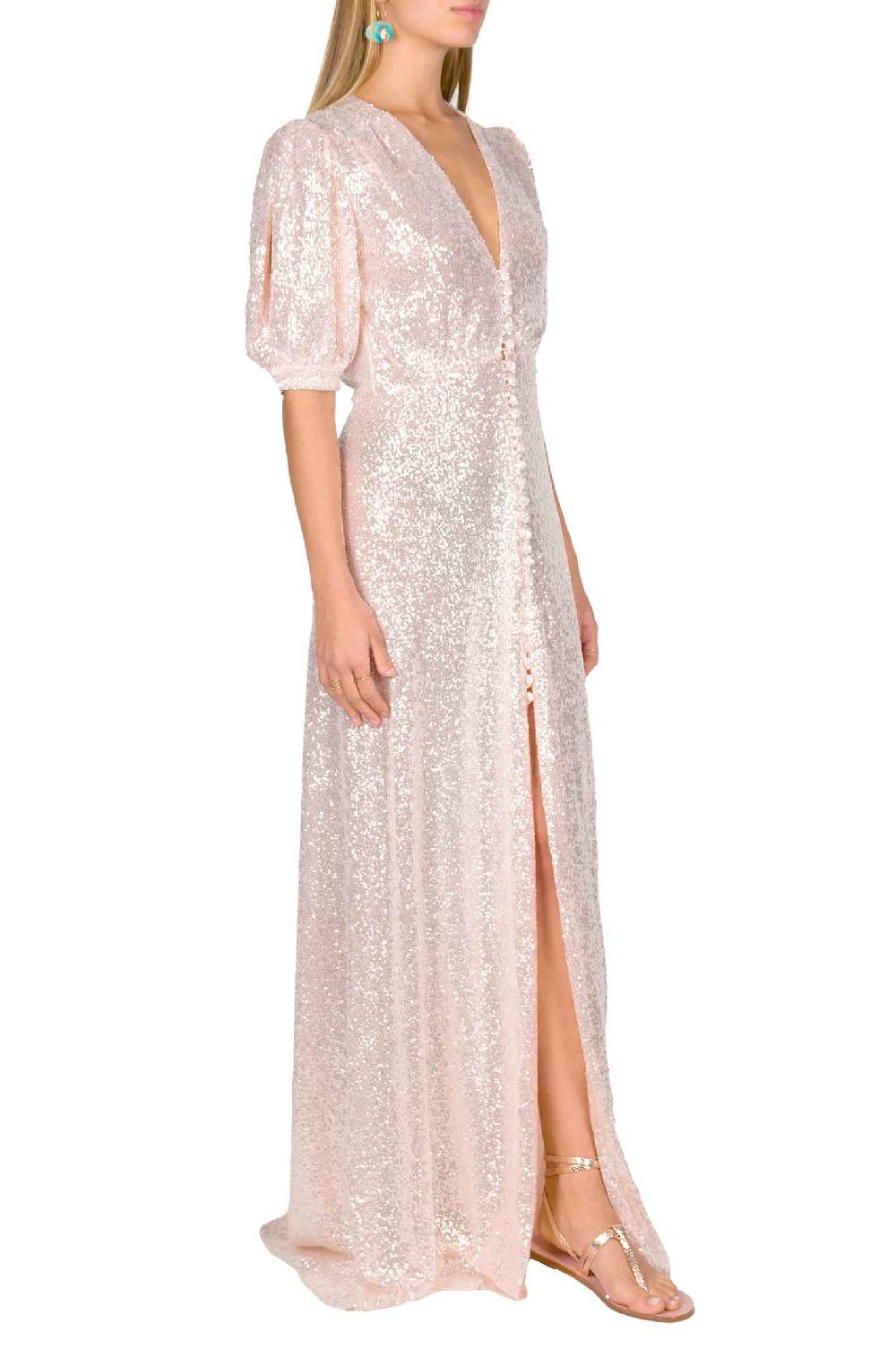 Luisa Beccaria Abito con bottoni in paillettes rosa Italy