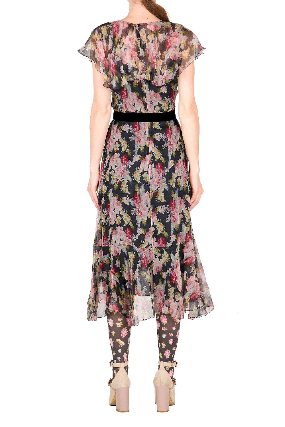 Luisa Beccaria Abito a portafoglio in chiffon floreale Vendita
