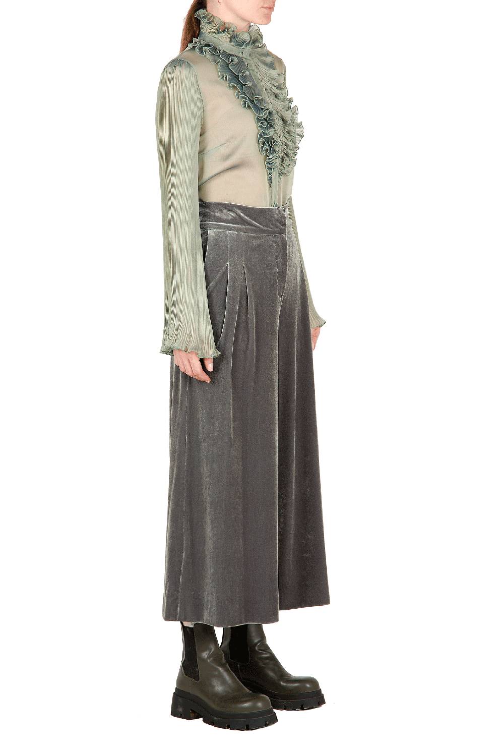 Luisa Beccaria Pantaloni in velluto SALVIA Promozione