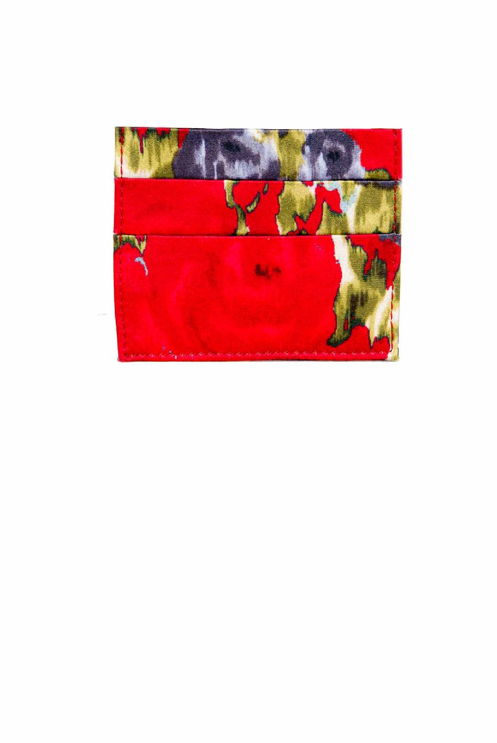 Luisa Beccaria Portacarte in seta stampata fiore rosso Acquista Ora