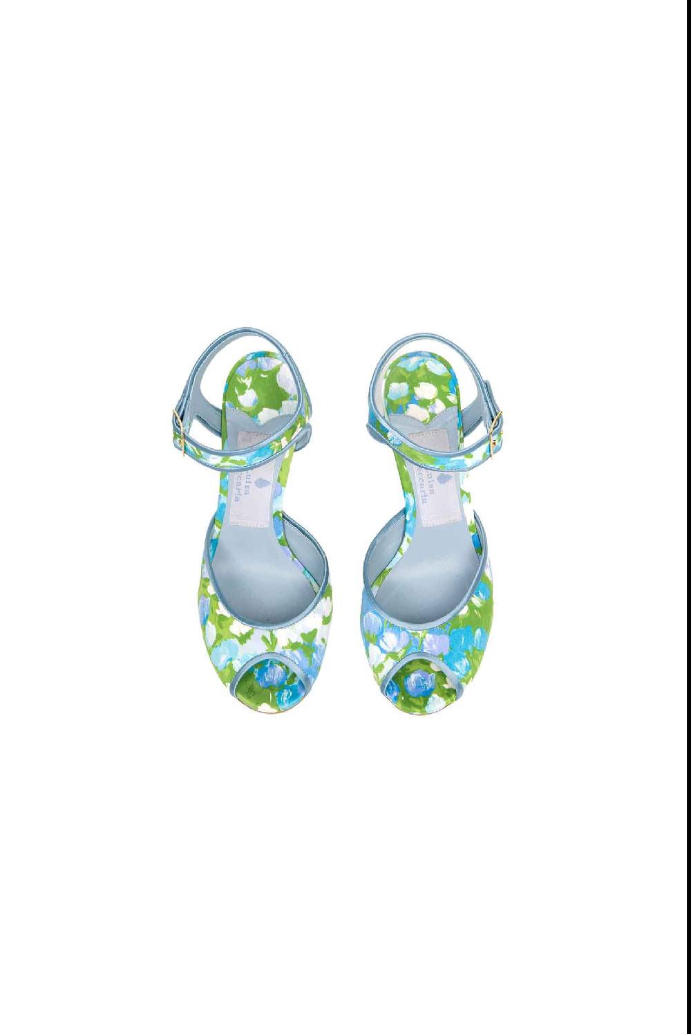 Luisa Beccaria Scarpe con tacco aperte Monet blu Saldi Di Fabbrica