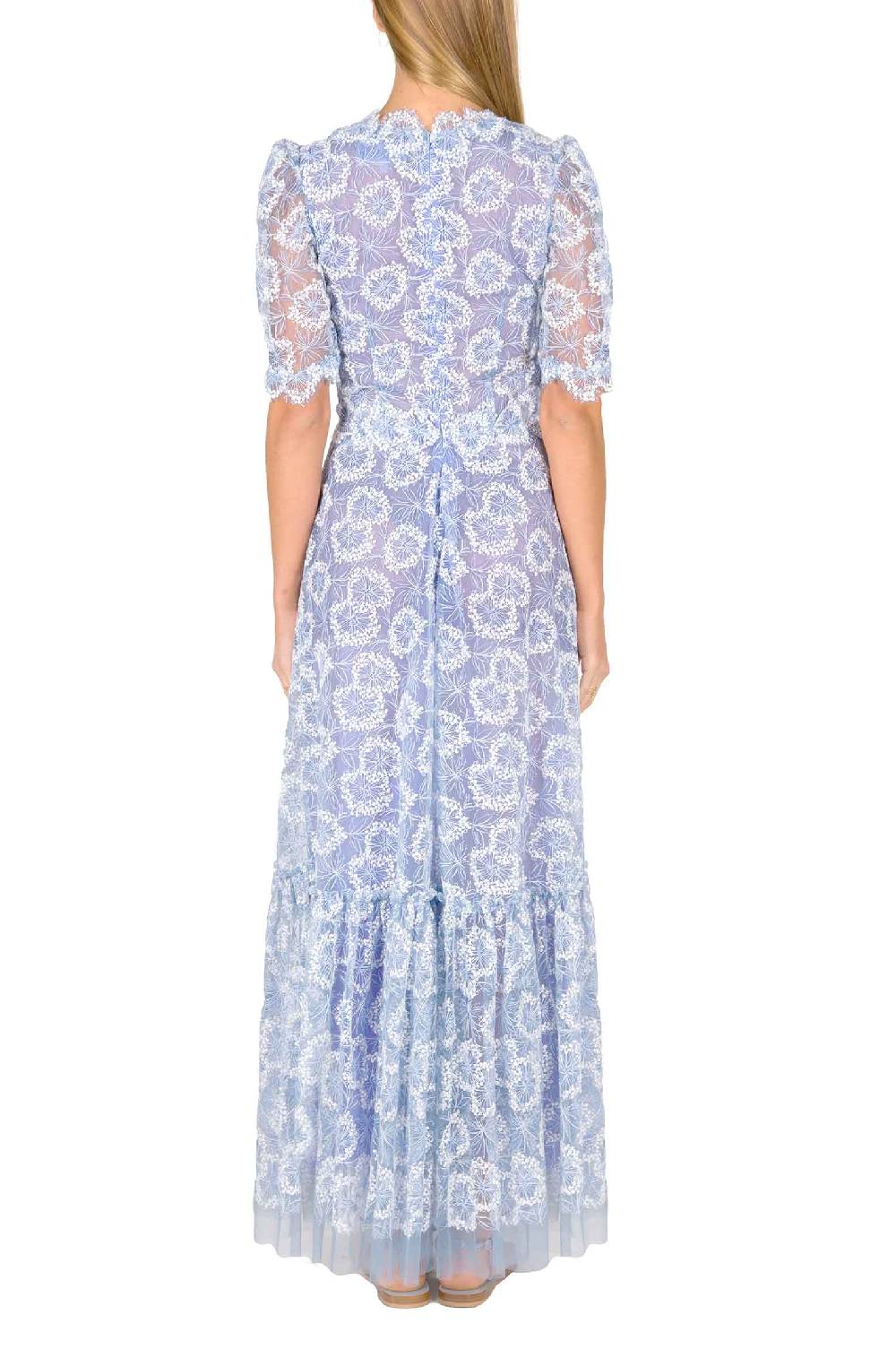 Luisa Beccaria Abito midi con volant e ricami floreali Offerta San Valentino