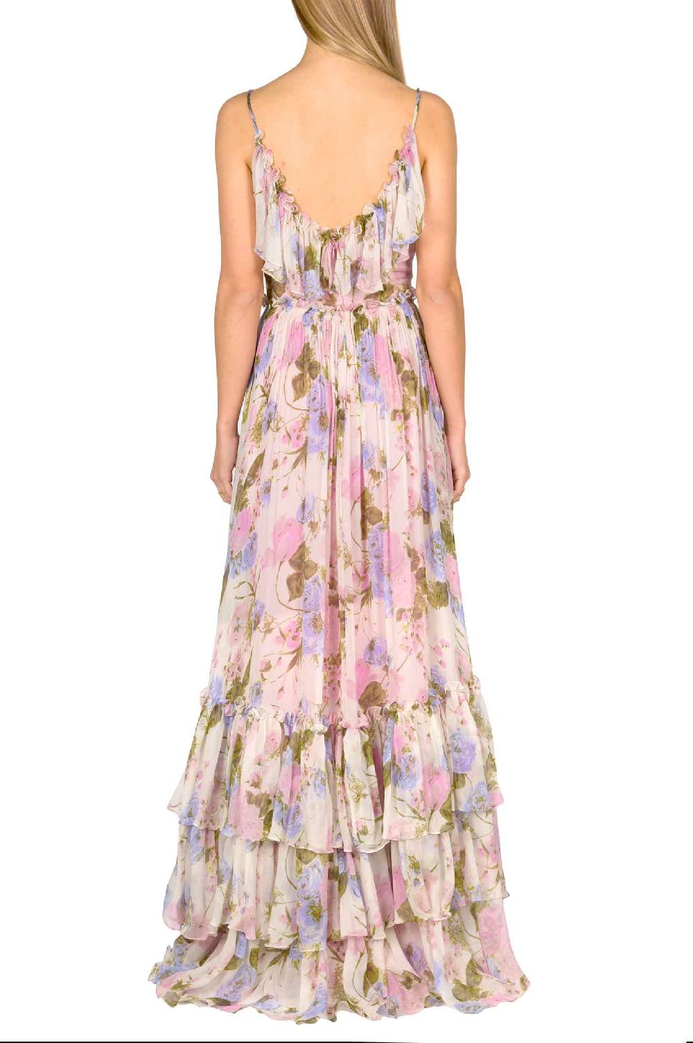 Luisa Beccaria Maxi abito arricciato in chiffon floreale Soddisfazione Garantita