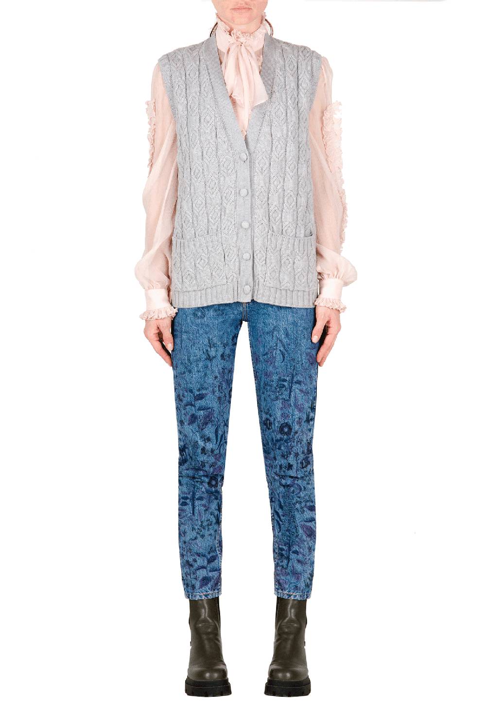 Luisa Beccaria Gilet Lana Ritorto Grigio Fino Al -60%
