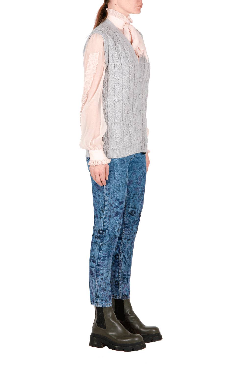 Luisa Beccaria Gilet Lana Ritorto Grigio Fino Al -60%