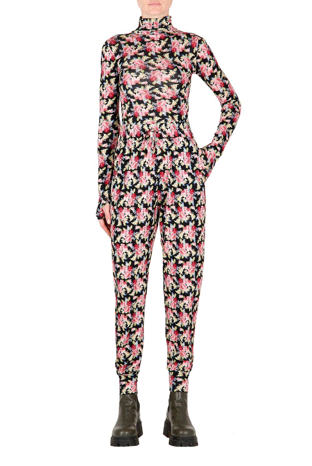 Luisa Beccaria Leggings Neri Floreali Sottocosto