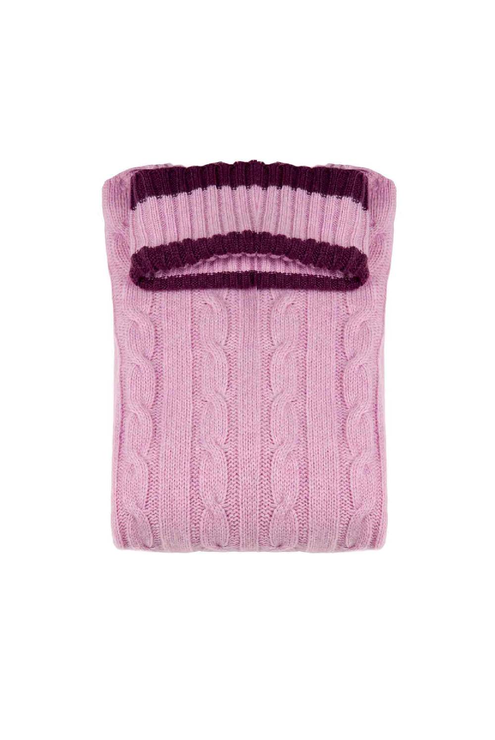 Luisa Beccaria Maglione dolcevita in cashmere a trecce rosa Sconti VIP