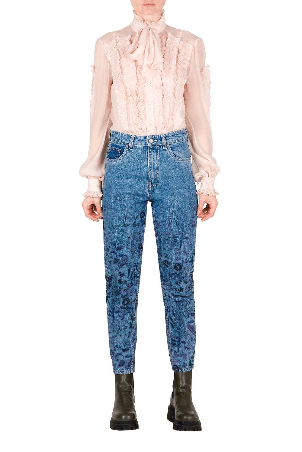Luisa Beccaria Camicetta in chiffon con volant Vendita Calda