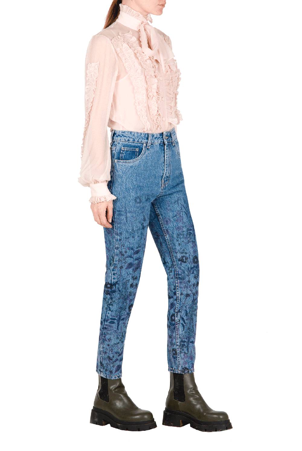 Luisa Beccaria Camicetta in chiffon con volant Vendita Calda