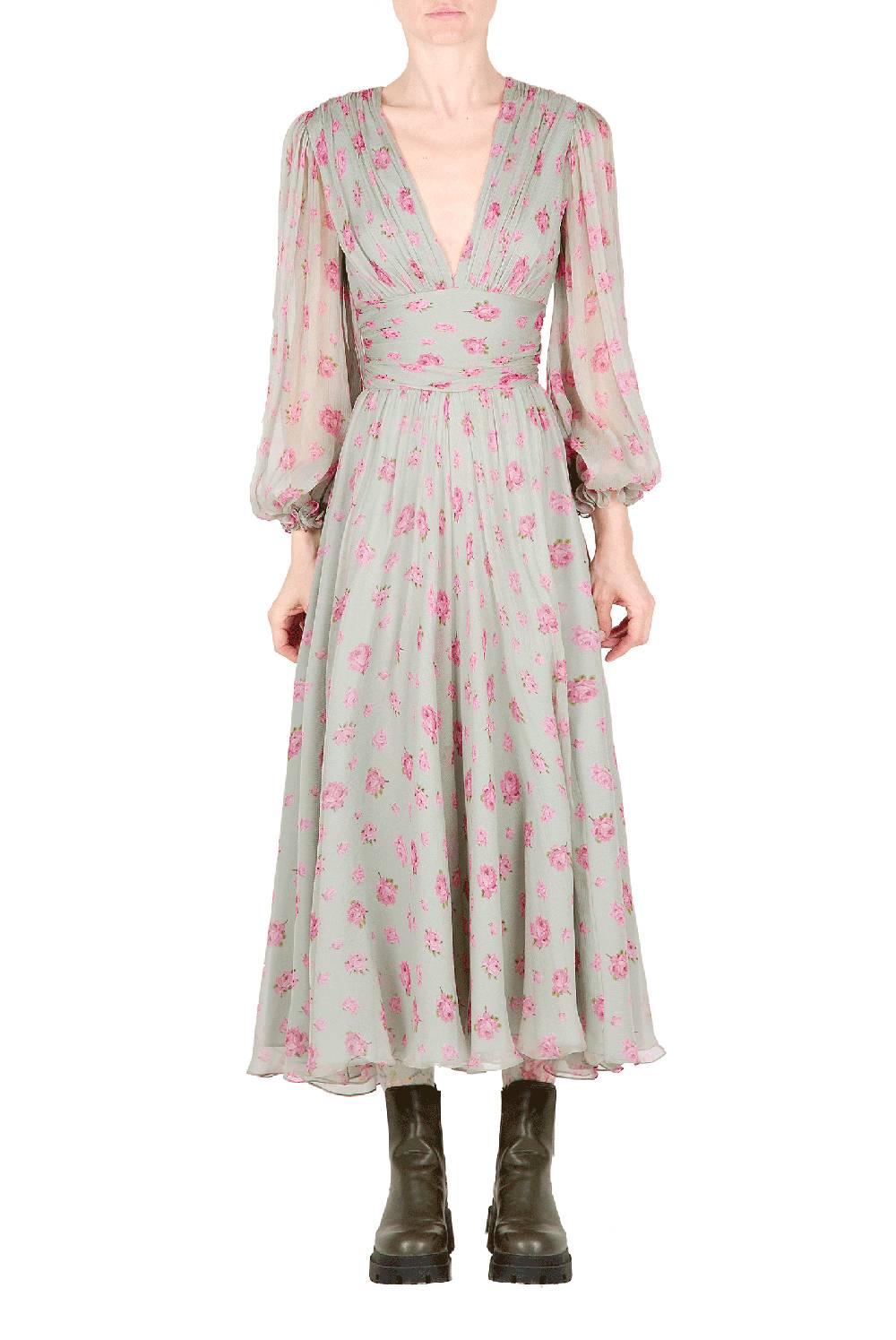 Luisa Beccaria Abito in chiffon floreale Saldi Di Fabbrica