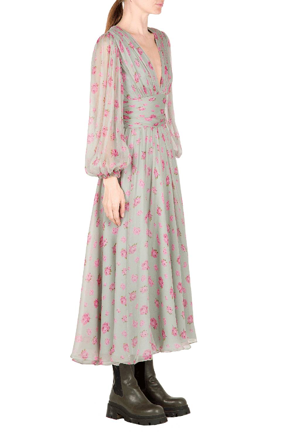 Luisa Beccaria Abito in chiffon floreale Saldi Di Fabbrica