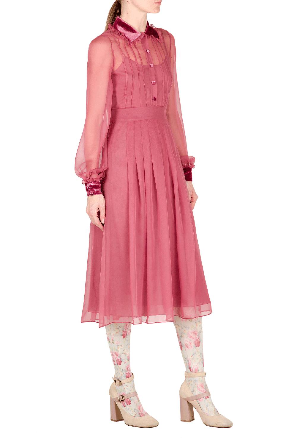 Luisa Beccaria Abito in chiffon con passamaneria in velluto 2025