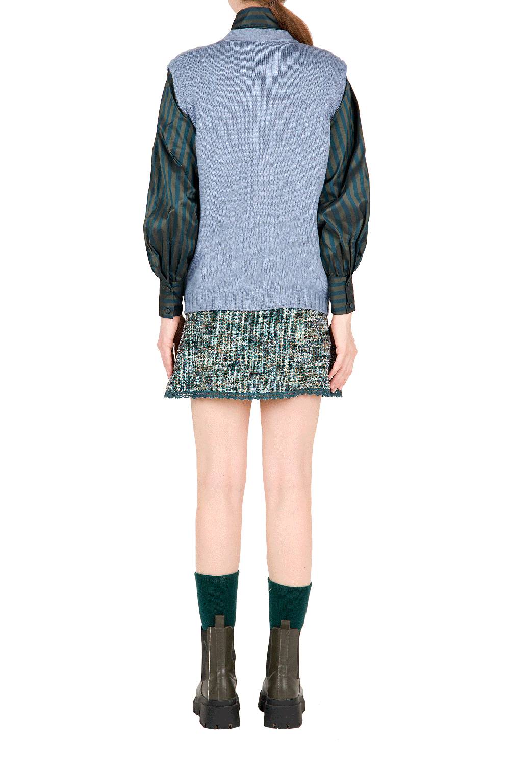 Luisa Beccaria Gilet in lana ritorta Blu Qualità Garantita