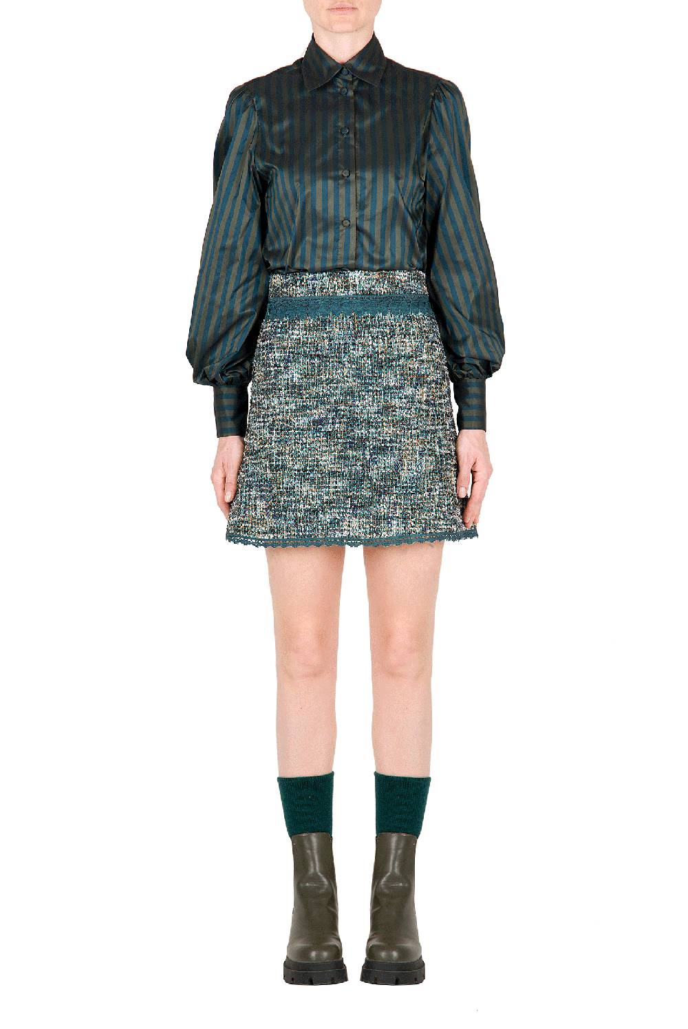 Luisa Beccaria Minigonna in tweed con pizzo Acquista Ora