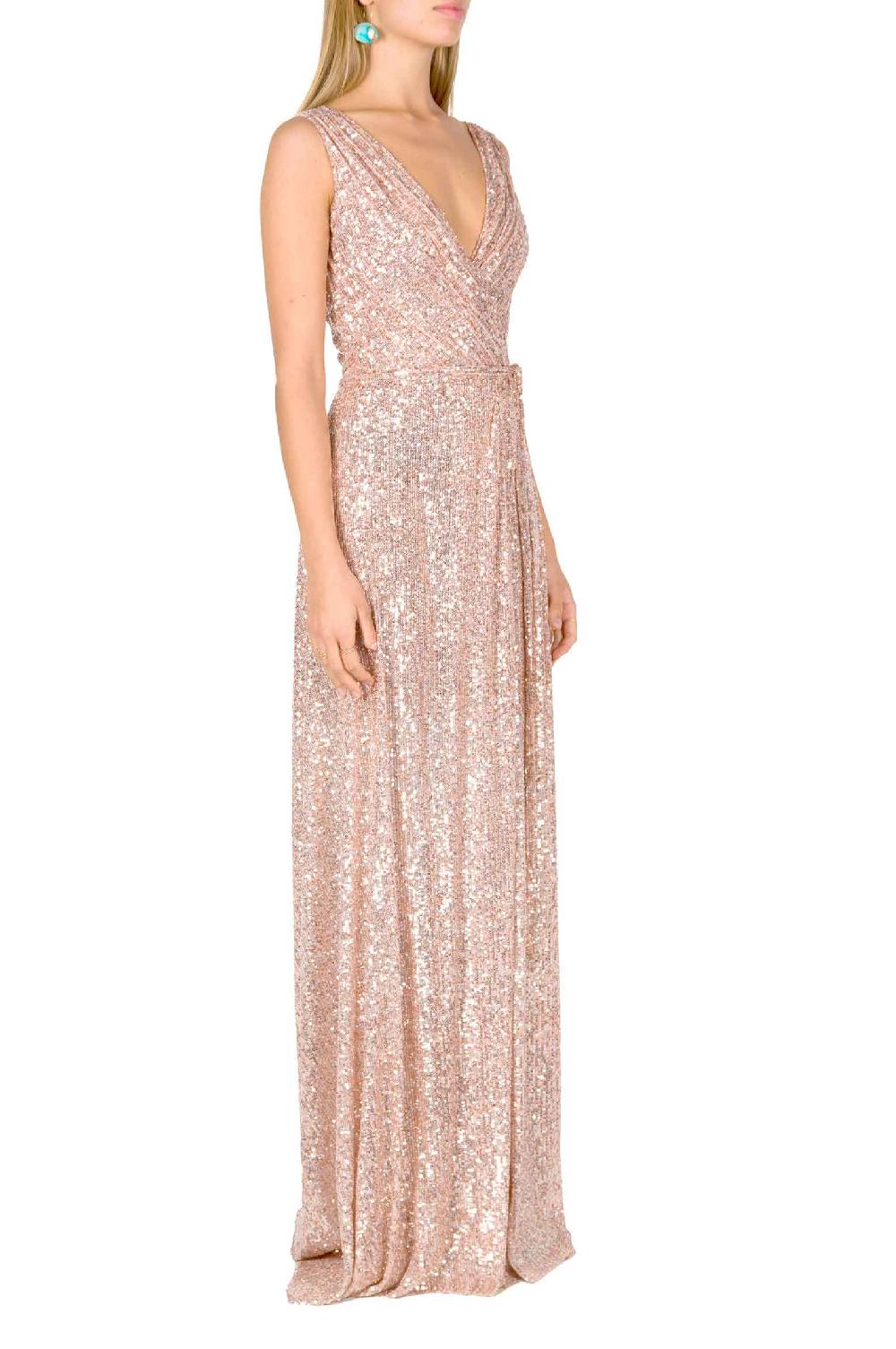 Luisa Beccaria Abito a portafoglio con paillettes rosa Shopping Online