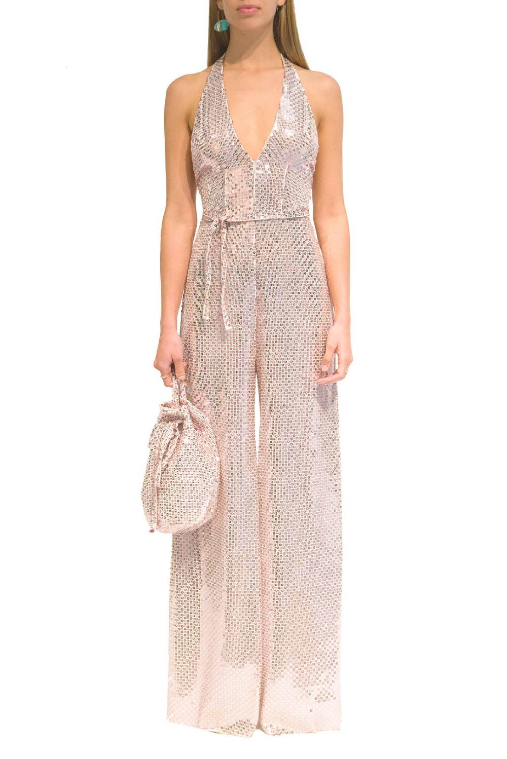 Luisa Beccaria Tuta Meck Halter con paillettes Prezzo Ridotto