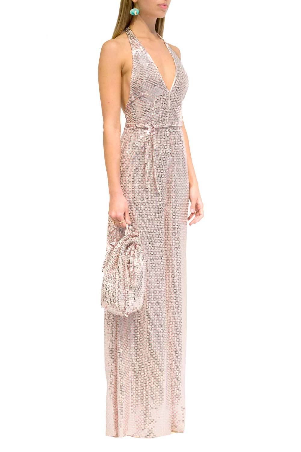 Luisa Beccaria Tuta Meck Halter con paillettes Prezzo Ridotto