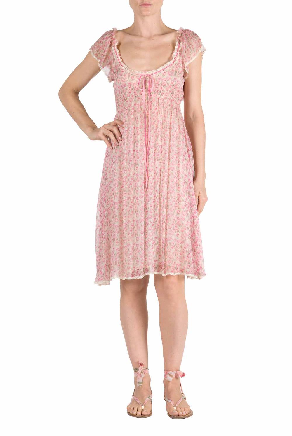 Luisa Beccaria Abito in chiffon con micro papaveri Saldi