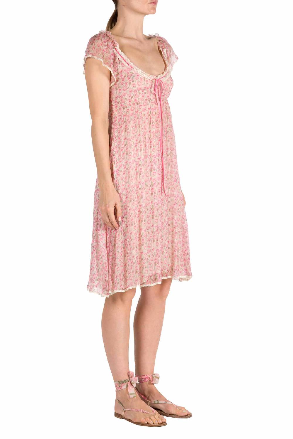 Luisa Beccaria Abito in chiffon con micro papaveri Saldi