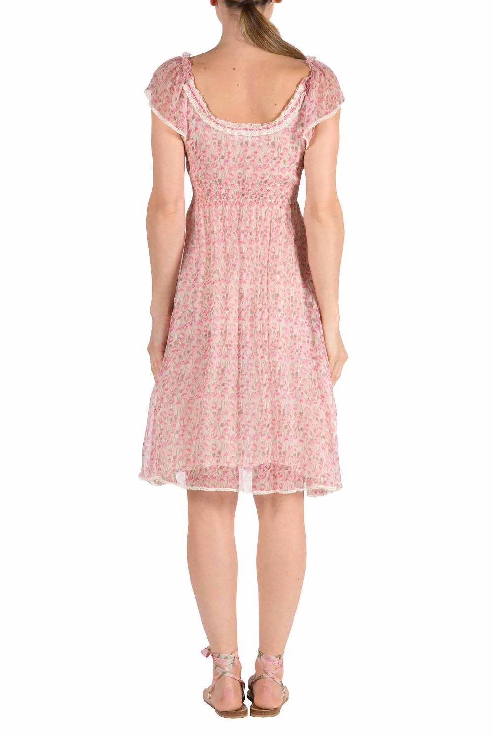 Luisa Beccaria Abito in chiffon con micro papaveri Saldi