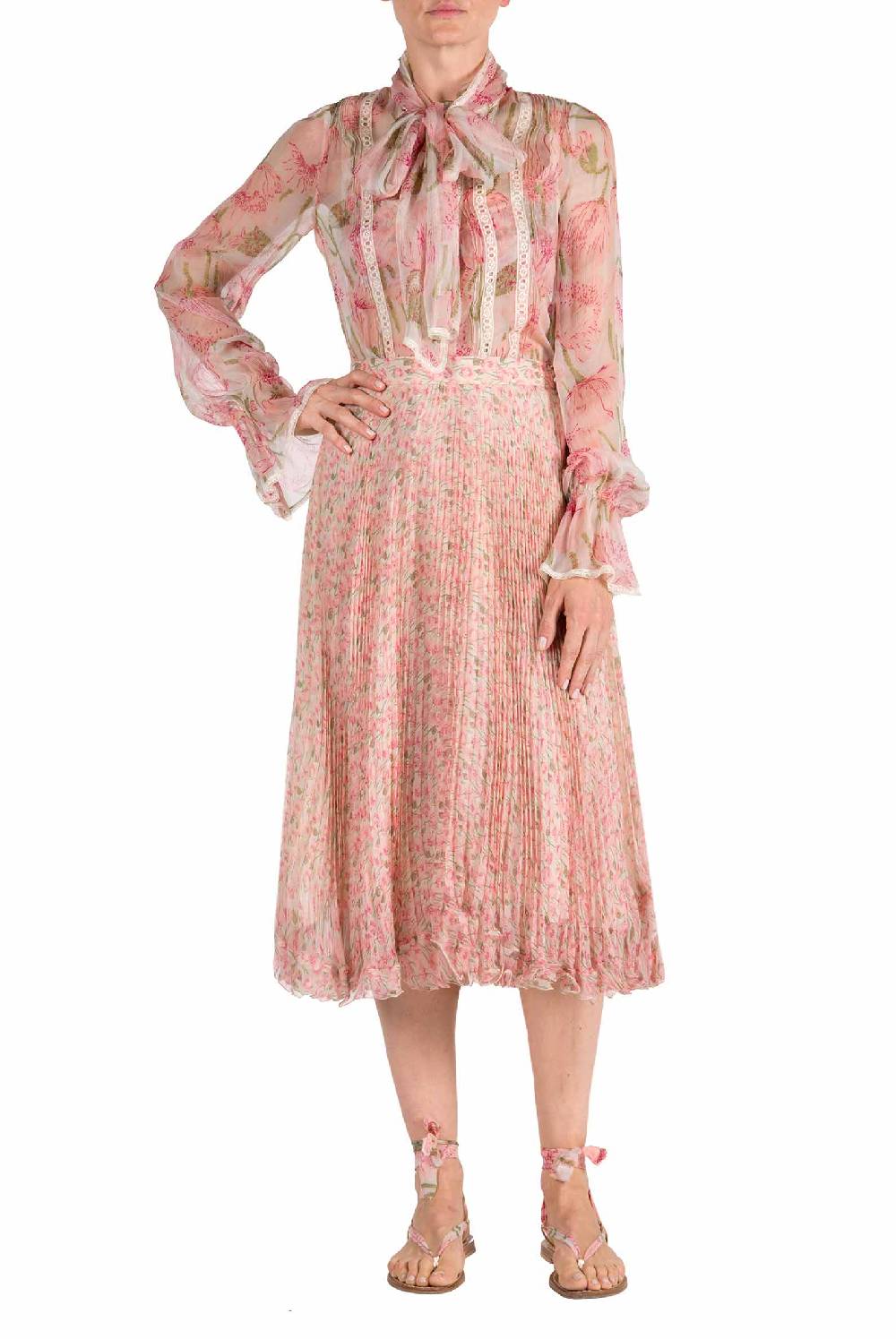 Luisa Beccaria Camicetta in chiffon con papaveri macro Offerte