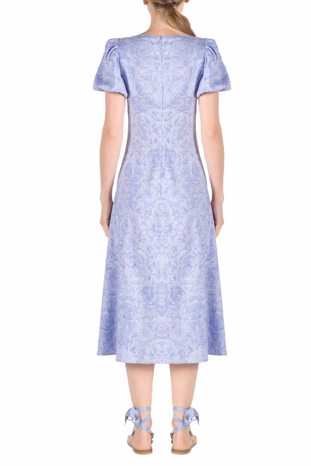 Luisa Beccaria Abito in lino stampato rose Vendita Calda