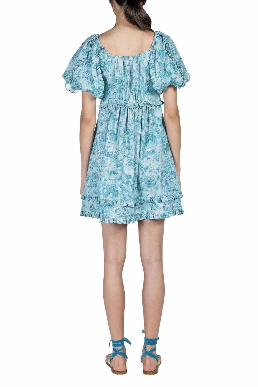 Luisa Beccaria Mini abito in lino stampato con rose Convenienza