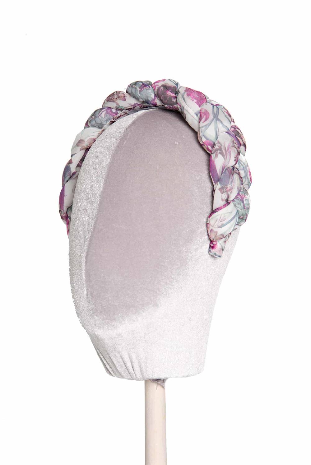 Luisa Beccaria Fascia per capelli intrecciata in chiffon di seta floreale Moda