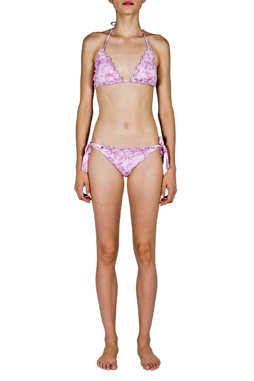 Luisa Beccaria Bikini Triangolo E Slip Rosa Rose In Linea