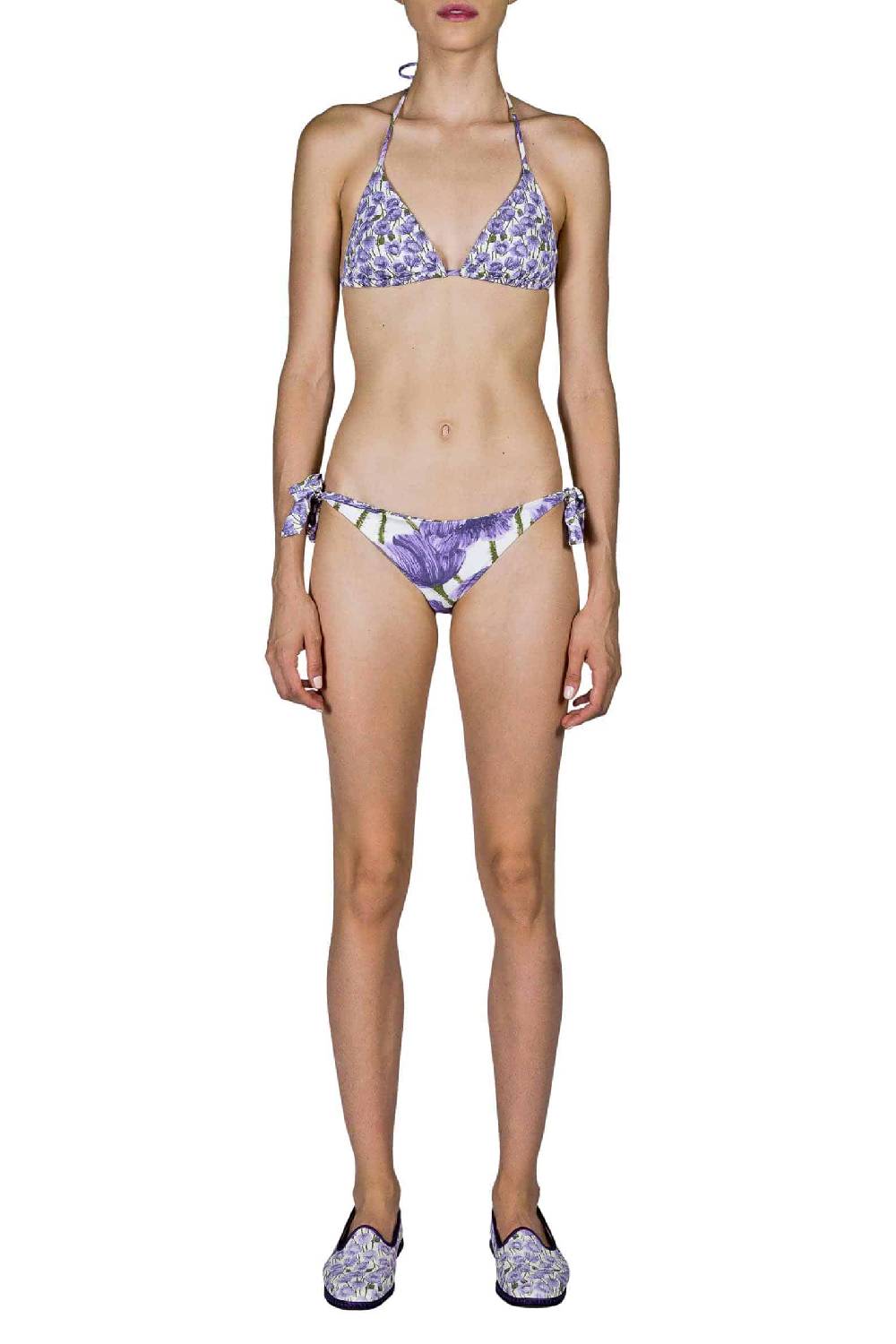 Luisa Beccaria Bikini Triangolo E Slip Lilla Papaveri Double Face Acquista Ora