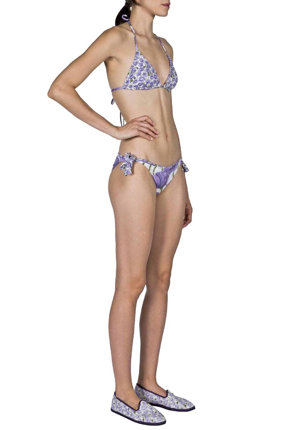 Luisa Beccaria Bikini Triangolo E Slip Lilla Papaveri Double Face Acquista Ora