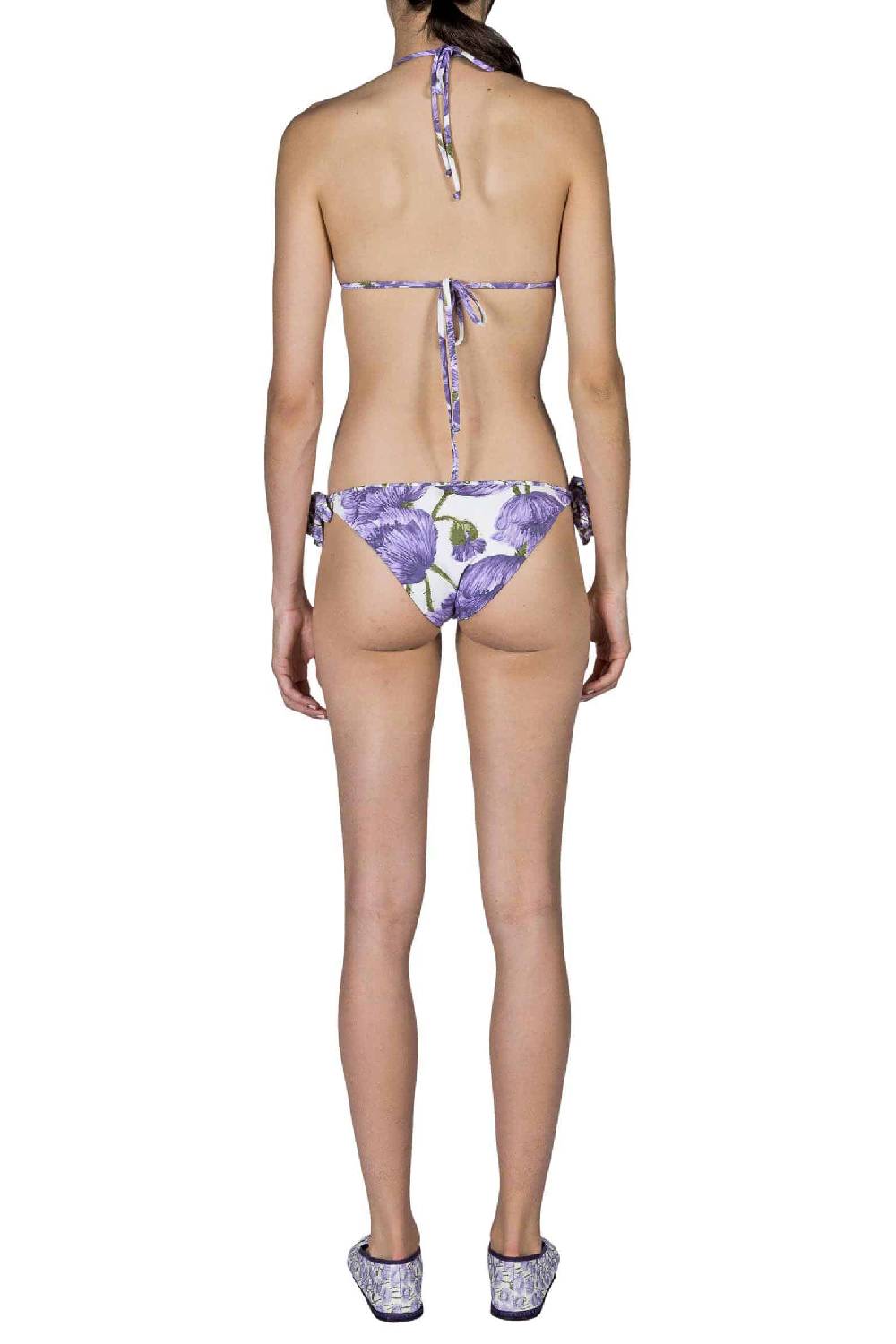 Luisa Beccaria Bikini Triangolo E Slip Lilla Papaveri Double Face Acquista Ora