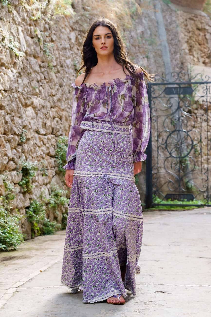 Luisa Beccaria Cintura in cotone micro papaveri Promozione Limitata