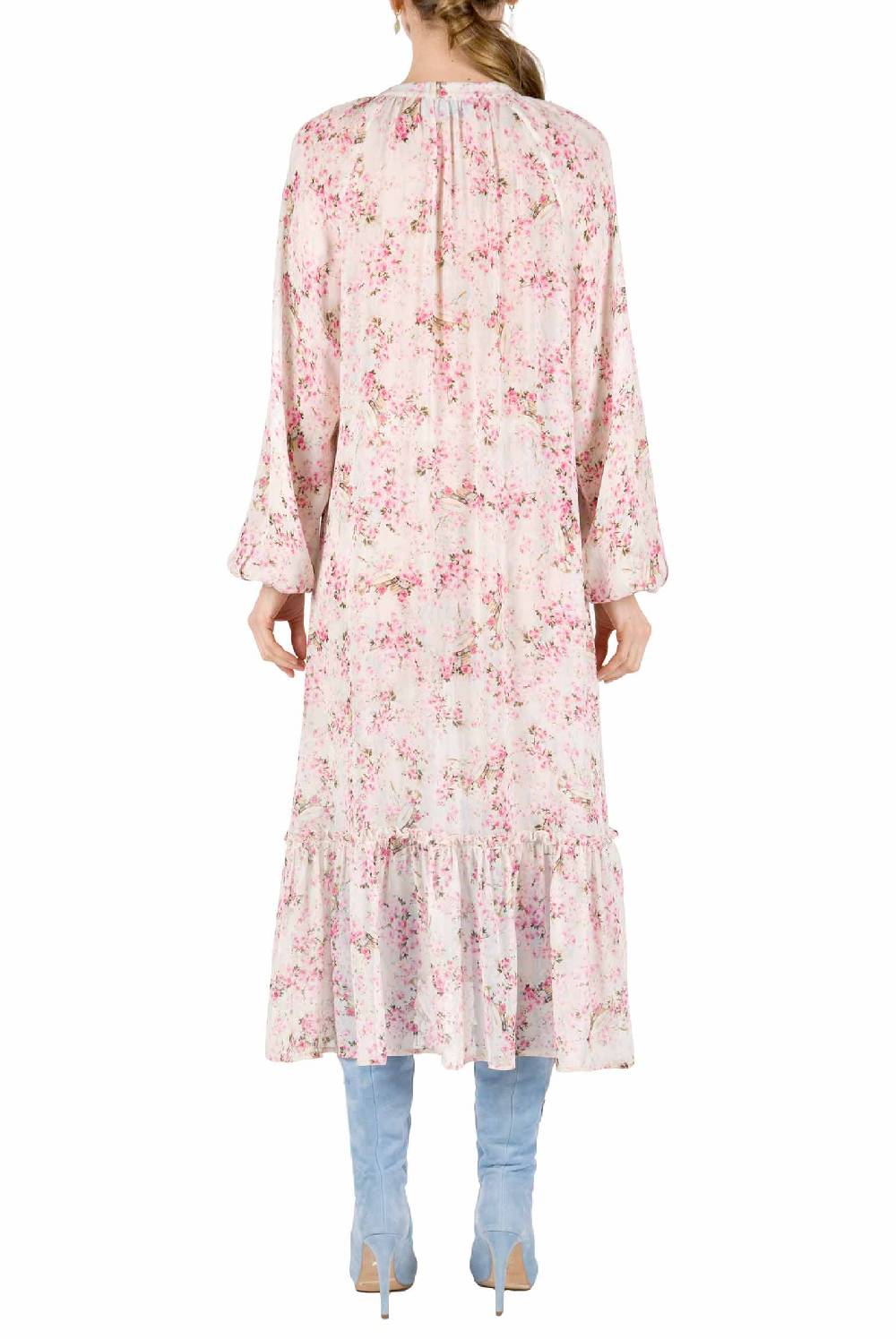 Luisa Beccaria Abito ampio raglan con stampa boccioli di rosa Cyber Monday