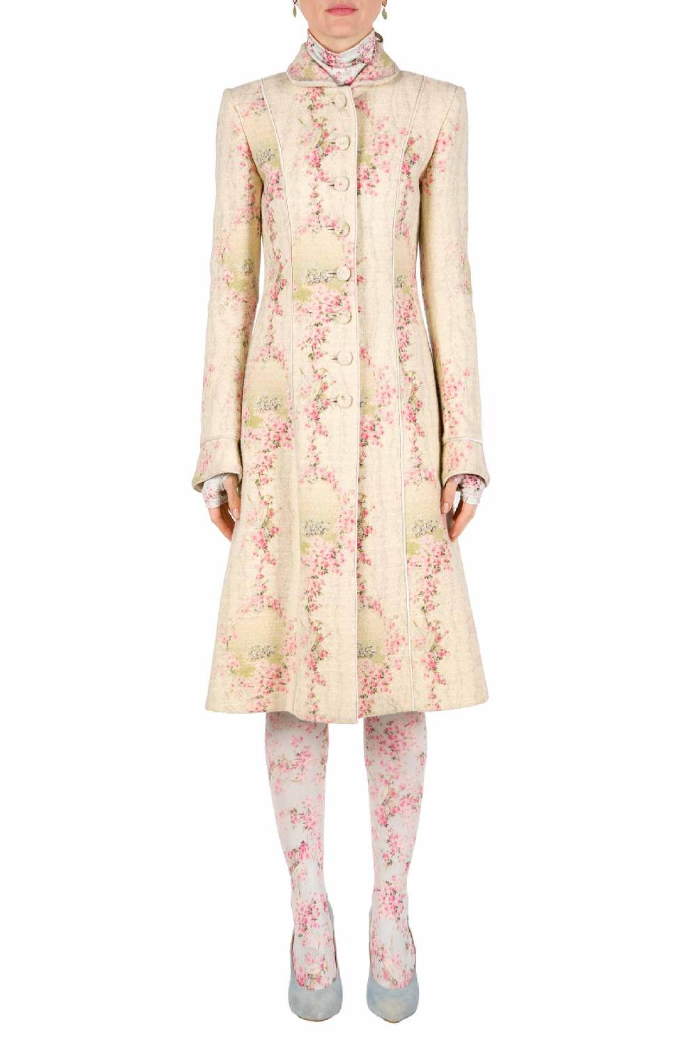 Luisa Beccaria Cappotto Cerchio Di Rose In Lana Con Lurex Online