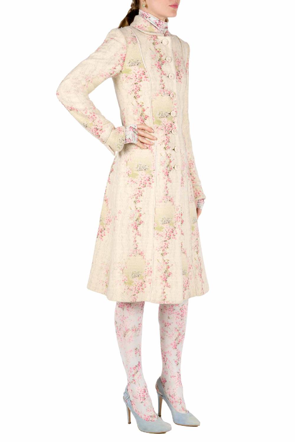 Luisa Beccaria Cappotto Cerchio Di Rose In Lana Con Lurex Online