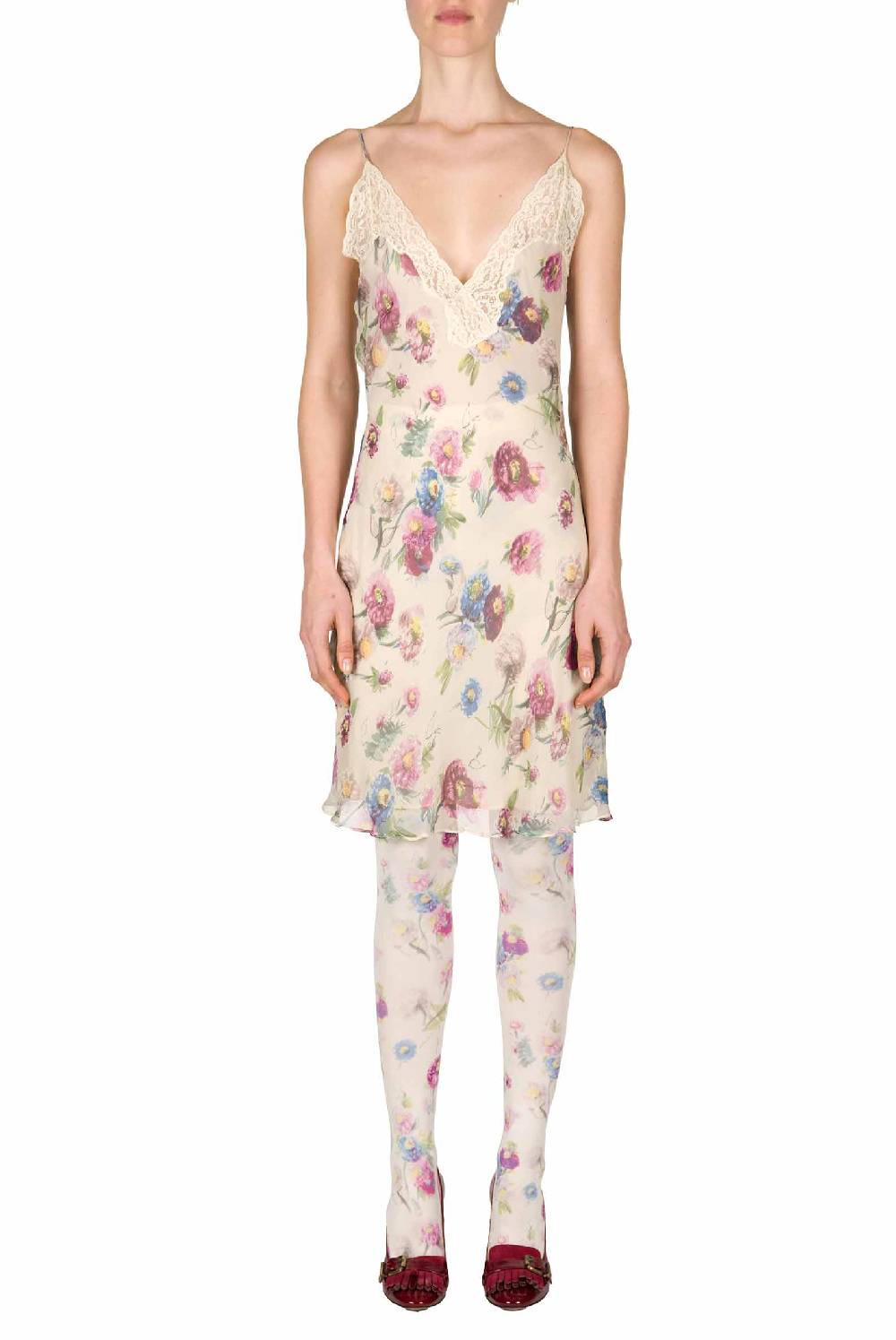 Luisa Beccaria Slipdress Macro Anemoni Con Pizzo Latest fashion