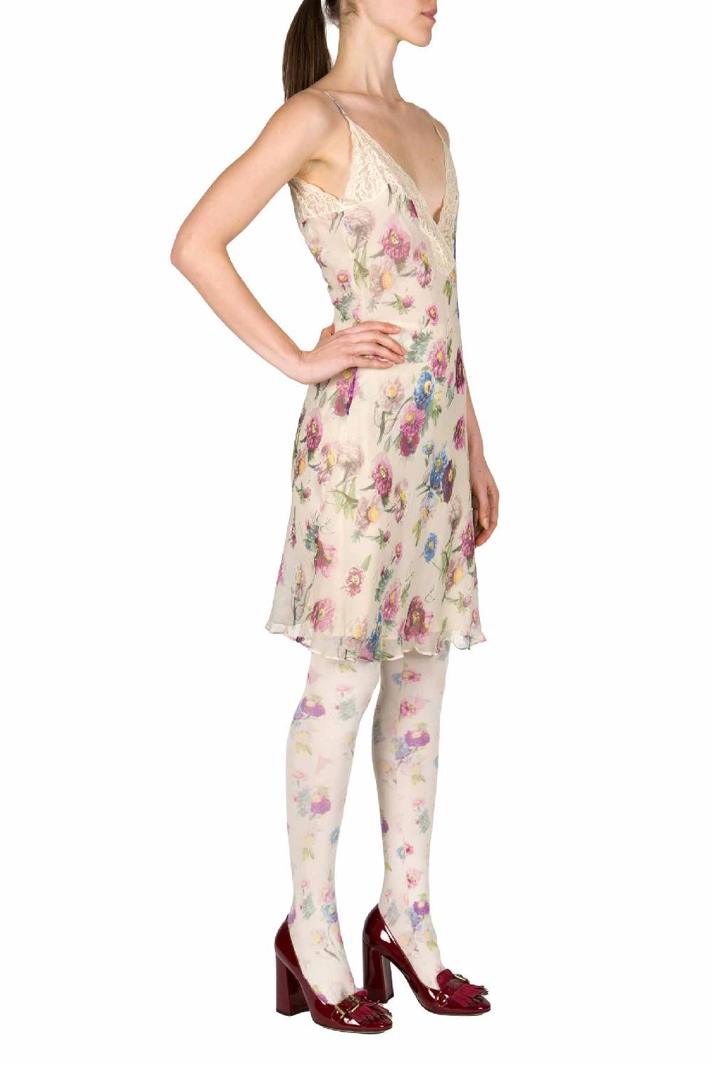 Luisa Beccaria Slipdress Macro Anemoni Con Pizzo Latest fashion