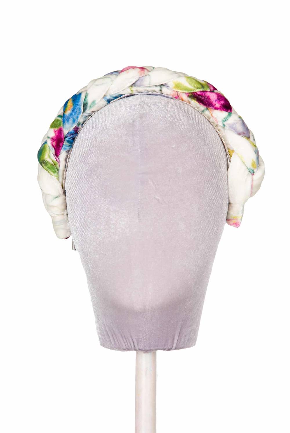 Luisa Beccaria Fascia per capelli intrecciata in velluto macro anemoni Liquidazione