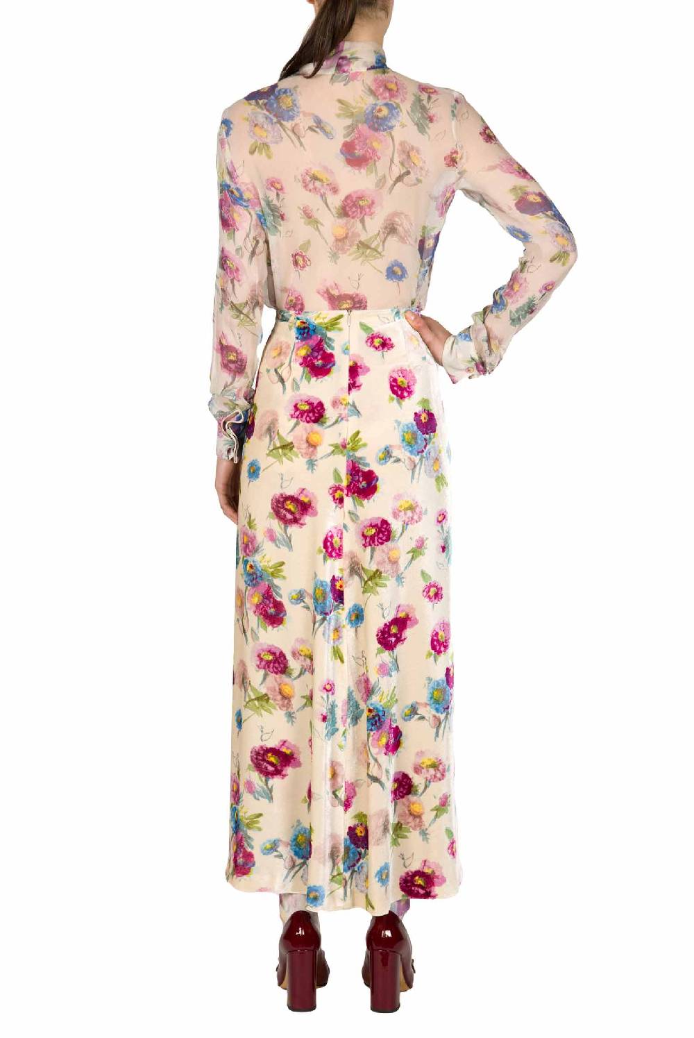 Luisa Beccaria Camicetta in chiffon stampata con macro anemoni Comprane uno, ottenene uno gratis