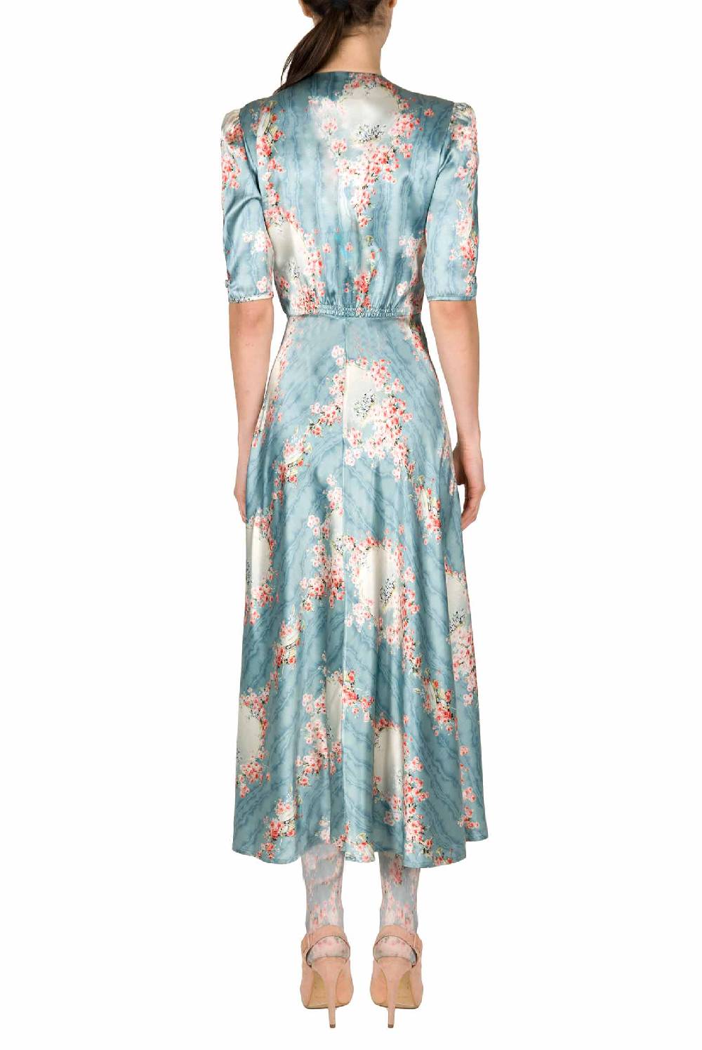 Luisa Beccaria Abito Bottoncino Con Cerchio Di Rose In Raso Super Saving Price