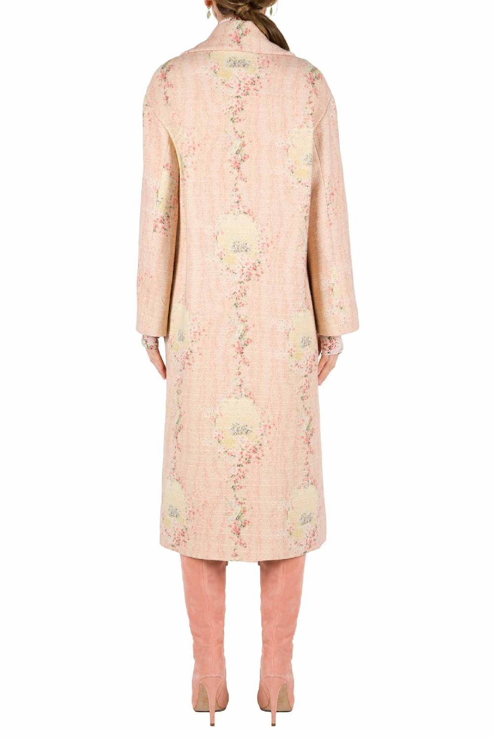 Luisa Beccaria Cappotto Cerchio Di Rose In Lana Con Fodera Abbinata Ritorno libero