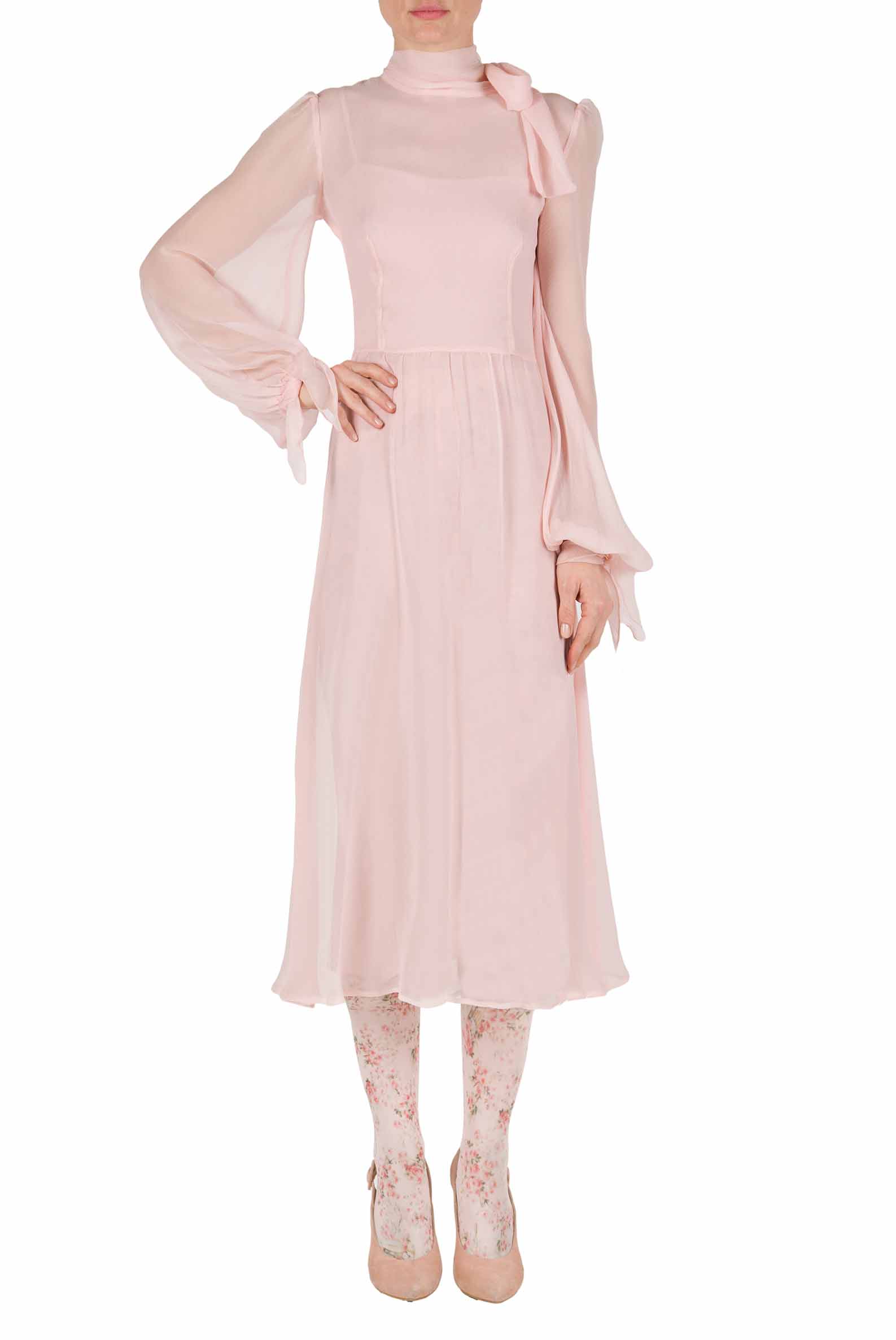 Luisa Beccaria Abito in crepon di chiffon rosa Latest stili