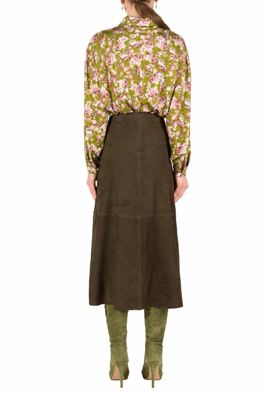 Luisa Beccaria Polo in jersey con stampa boccioli di rosa verde Ultimi due giorni